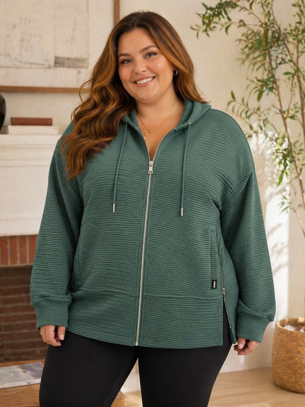 Dkny Plus-Size Zip Hoodie in Green